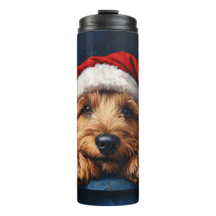 Bouteilles Isothermes Lévrier Otterhound avec un chapeau de Père Noël