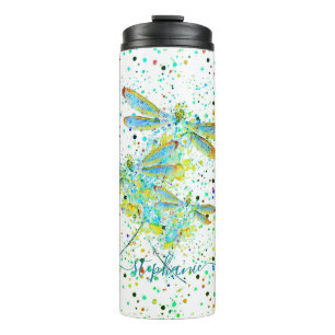 Bouteilles Isothermes Libellule sarcelle éclaboussure personnalisée Tumb