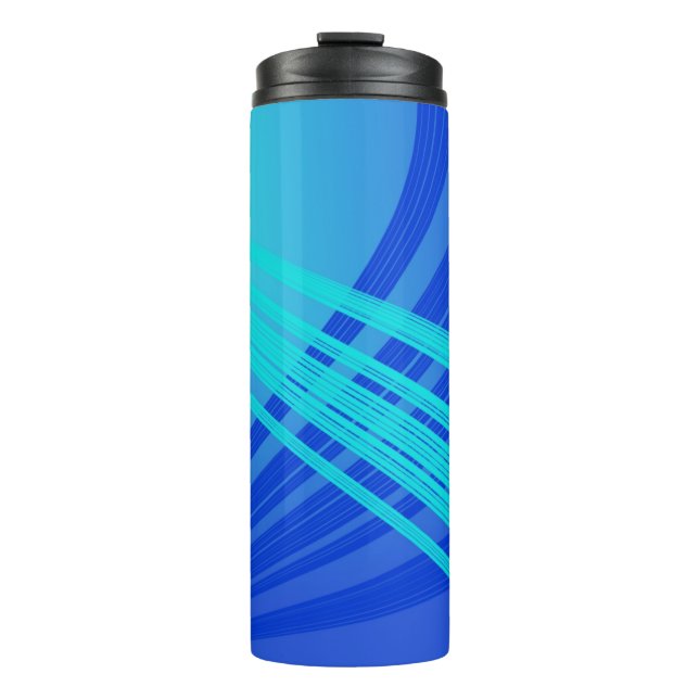 Bouteilles Isothermes Lignes Abstraites bleues et Turquoises (Devant)
