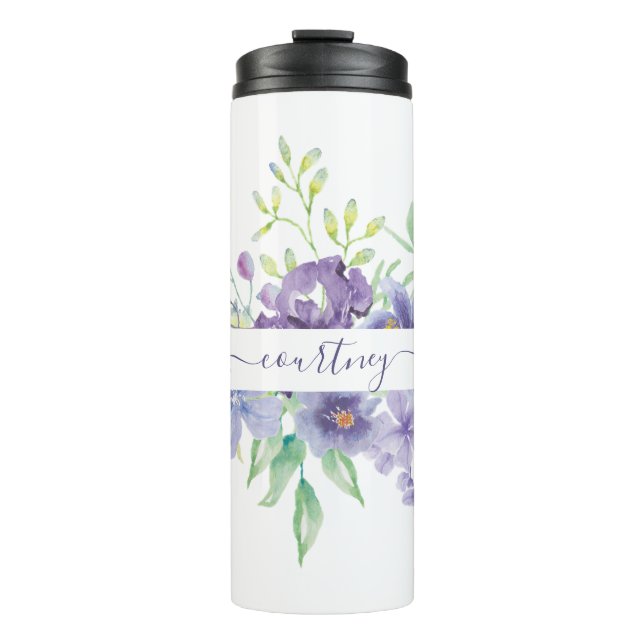 Bouteilles Isothermes Lilac aquarelle florale personnalisée (Devant)