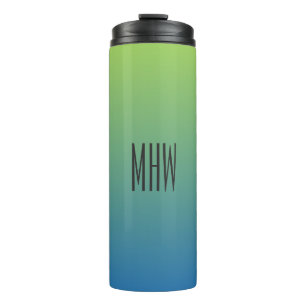 Bouteilles Isothermes Lime Blue Gradier personnalisé monogramme tumbler