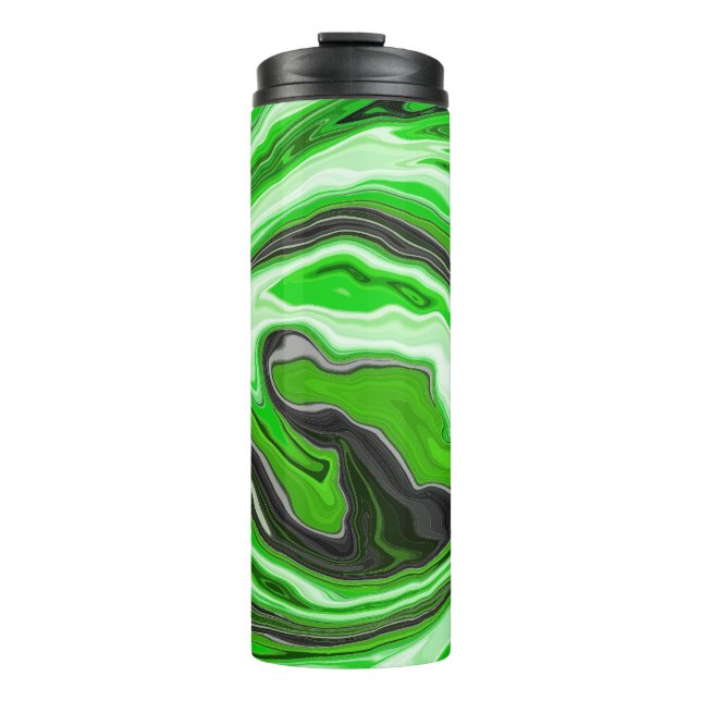 Bouteilles Isothermes Lime Vert et Marbre Noir Fluid Art (Devant)