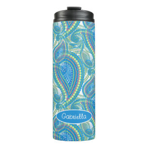 Bouteilles Isothermes Lime Violet Personnalisé Vert Paisley Fleurs Art 