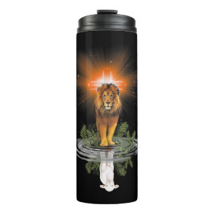 Bouteilles Isothermes Lion Croix Jésus Réflexion Eau Miroir Sheep T-S