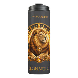 Bouteilles Isothermes Lion personnalisé or gris Signe du zodiaque Lion