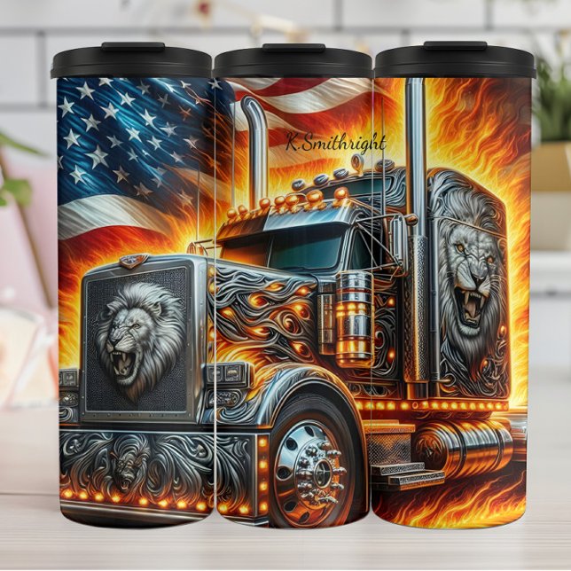 Bouteilles Isothermes Lion Truck American Flag Fire (Créateur téléchargé)