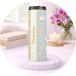 Bouteilles Isothermes Livre Personnalisé Féminin Bleu Magique Nom