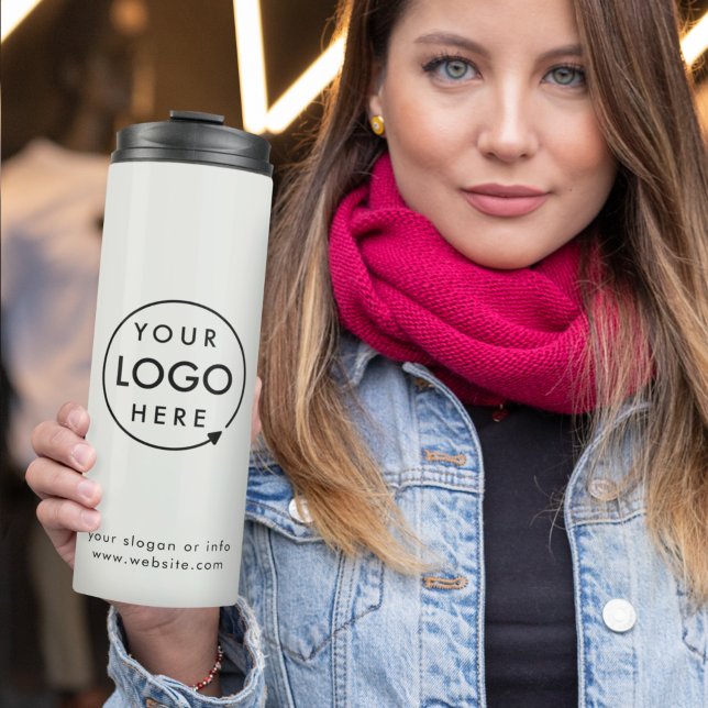 Bouteilles Isothermes Logo | Entreprise Moderne Gris minimal (Simple company branded professional thermal tumblers for small business promotions.)