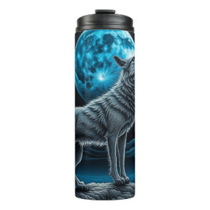 Bouteilles Isothermes Loup solitaire et Pleine lune noir et bleu