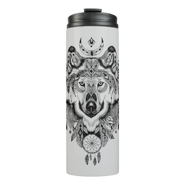 Bouteilles Isothermes Loup tribal indien (Devant)
