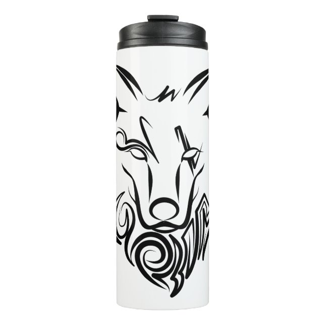 Bouteilles Isothermes Loup tribal noir et blanc (Devant)