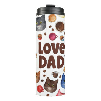 Bouteilles Isothermes Love Dad Cats and Coffee Pattern