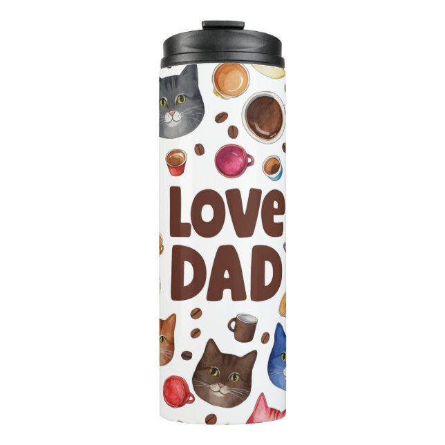 Bouteilles Isothermes Love Dad Cats and Coffee Pattern (Devant)