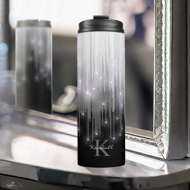 Bouteilles Isothermes Lumières en cascade Monogramme noir et blanc ID789 (Créateur téléchargé)