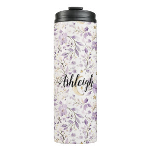 Bouteilles Isothermes Lunaires et Stellaires Florales Violettes Blanches