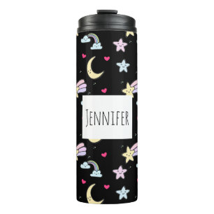 Bouteilles Isothermes Lune, étoiles et nuages Motif sur noir