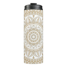 Bouteilles Isothermes Luxe or blanc Mandala rappelant la méditation