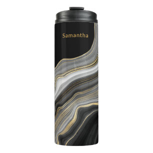 Bouteilles Isothermes Luxueux Monogramme Agate Black Gold et Grey