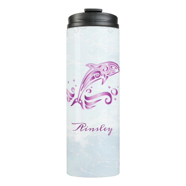 Bouteilles Isothermes Magenta Dolphin Paruline thermique personnalisée (Devant)