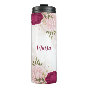 Bouteilles Isothermes magenta rose fleurie