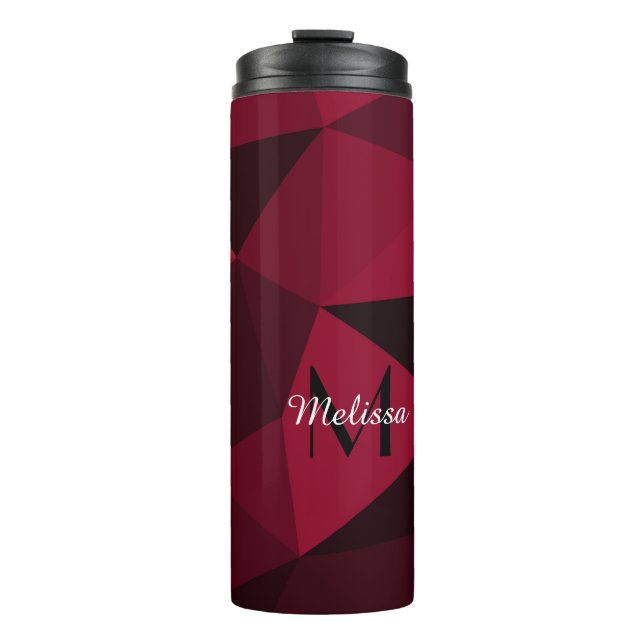Bouteilles Isothermes Magenta rose rouge noir géométrie motif Monogramme (Devant)