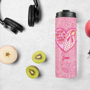 Bouteilles Isothermes Maintenez l'édredon rose sûr de ruban personnalisé