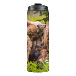 Bouteilles Isothermes Mama bear nourrit ses deux petits, Lake Clark Nati