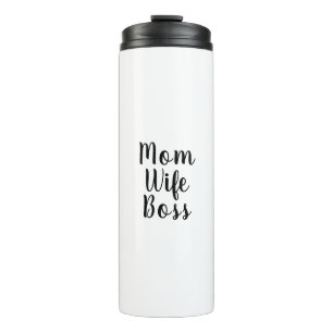 Bouteilles Isothermes Maman femme patron noir blanc script personnalisé 