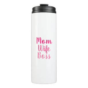 Bouteilles Isothermes Maman femme patron rose blanc script personnalisé 