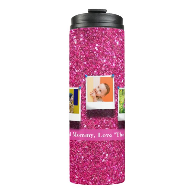Bouteilles Isothermes Maman personnalisée maman photo Collage Fille rose (Devant)