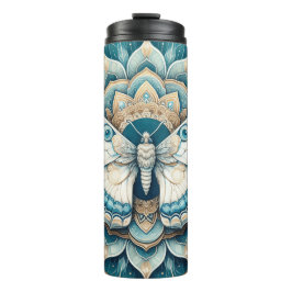 Bouteilles Isothermes Mandala en or, blanc et bleu