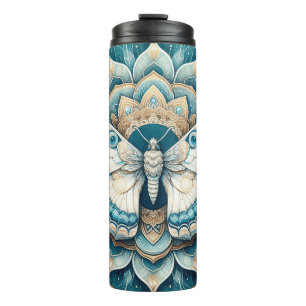 Bouteilles Isothermes Mandala en or, blanc et bleu