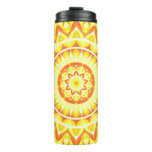 Bouteilles Isothermes Mandala jaune motif bohème soleil lumineux pour vo