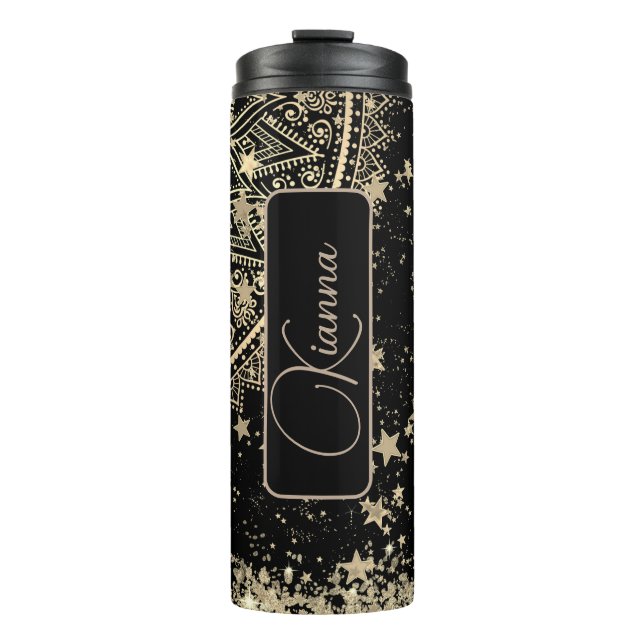 Bouteilles Isothermes Mandala personnalisé avec Gold Stars (Devant)