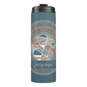 Bouteilles Isothermes Mandala Turquoise personnalisé et or Abstrait Acce