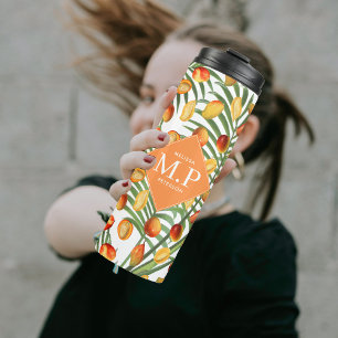 Bouteilles Isothermes Mango vintage et verdure Monogramme de fruits d'ét