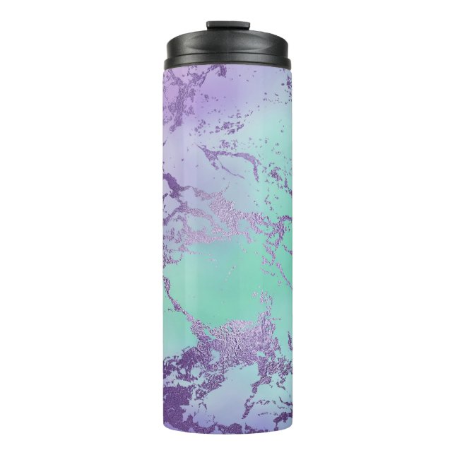 Bouteilles Isothermes Marbre chic | Lavande violet et vert menthe (Devant)
