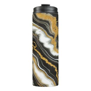 Bouteilles Isothermes Marbre Chic Noir Blanc Or Regard Glam 