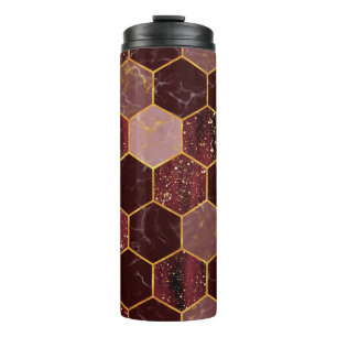 Bouteilles Isothermes Marbre hexagone texture transparente avec or