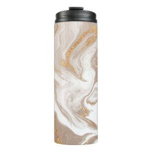 Bouteilles Isothermes Marbre liquide beige avec or parties scintillant