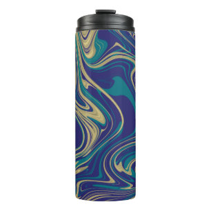 Bouteilles Isothermes Marbre Liquide Faux Or Bleu Verdâtre