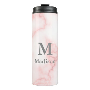 Bouteilles Isothermes Marbre rose Faux avec nom et monogramme