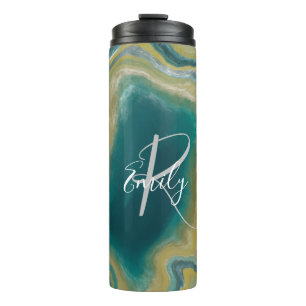 Bouteilles Isothermes Marbre vert de mer Nom Abstrait Monogramme