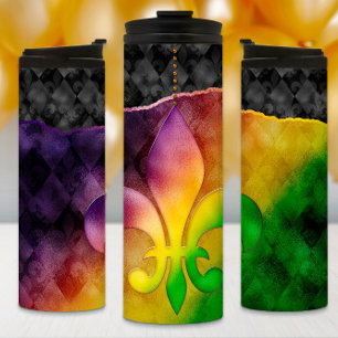 Bouteilles Isothermes Mardi Gras Tumbler, Colorful Fleur de Lis