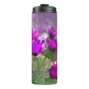 Bouteilles Isothermes Marguerite Africaine Avec Aquarelle Indigo Mur