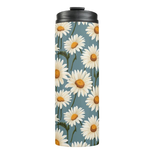 Bouteilles Isothermes Marguerites sur bleu (Devant)
