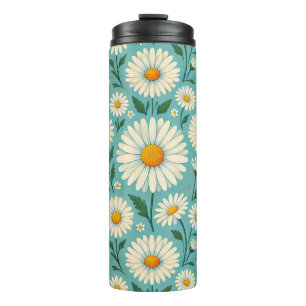 Bouteilles Isothermes Marguerites sur un fond bleu doux