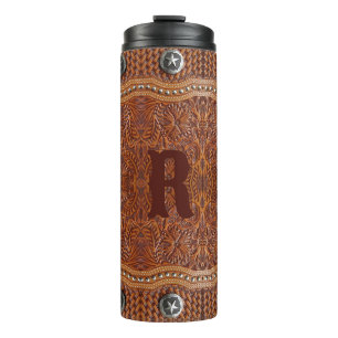 Bouteilles Isothermes Mariage de Campagne Occidental Rustique Monogramme