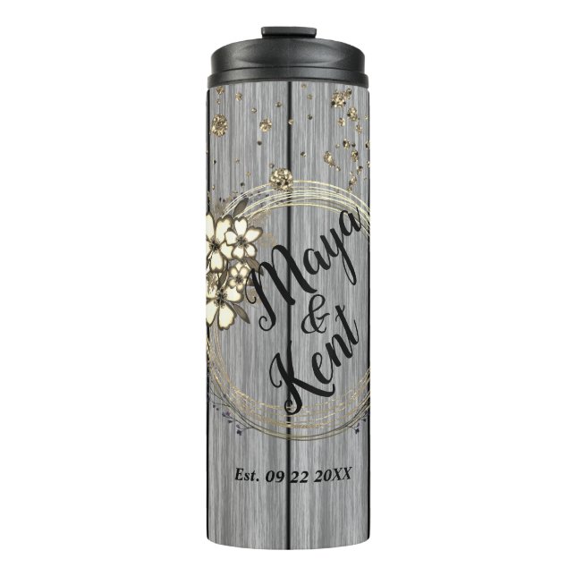 Bouteilles Isothermes Mariage de Parties scintillant florale de couronne (Devant)