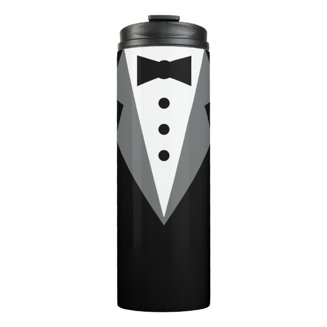 Bouteilles Isothermes Mariage de Tuxedo blanc noir (Devant)
